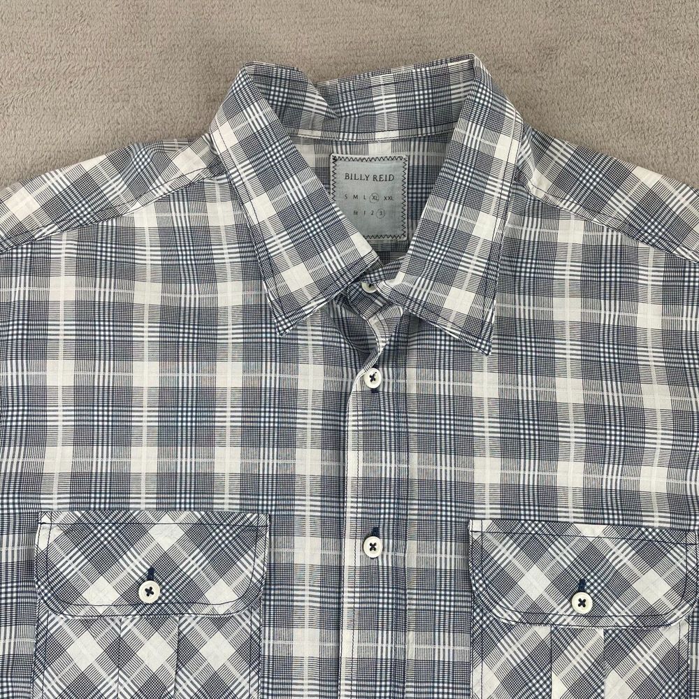 Billy Reid Tuscumbia Shirt Men XL‎ Blue Plaid Fit 3 Long Sleeve Italy NWOT $228